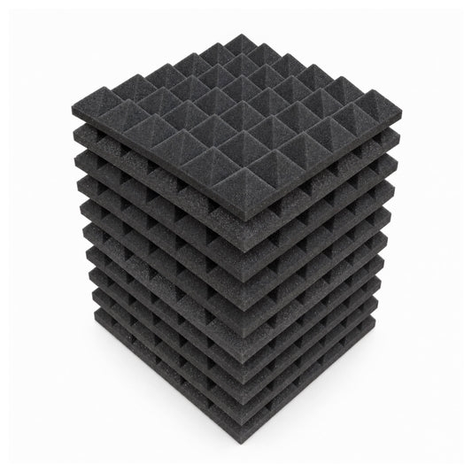 Pyramid Acoustic Foam 2”, 1x1 Ft, Charcoal Black