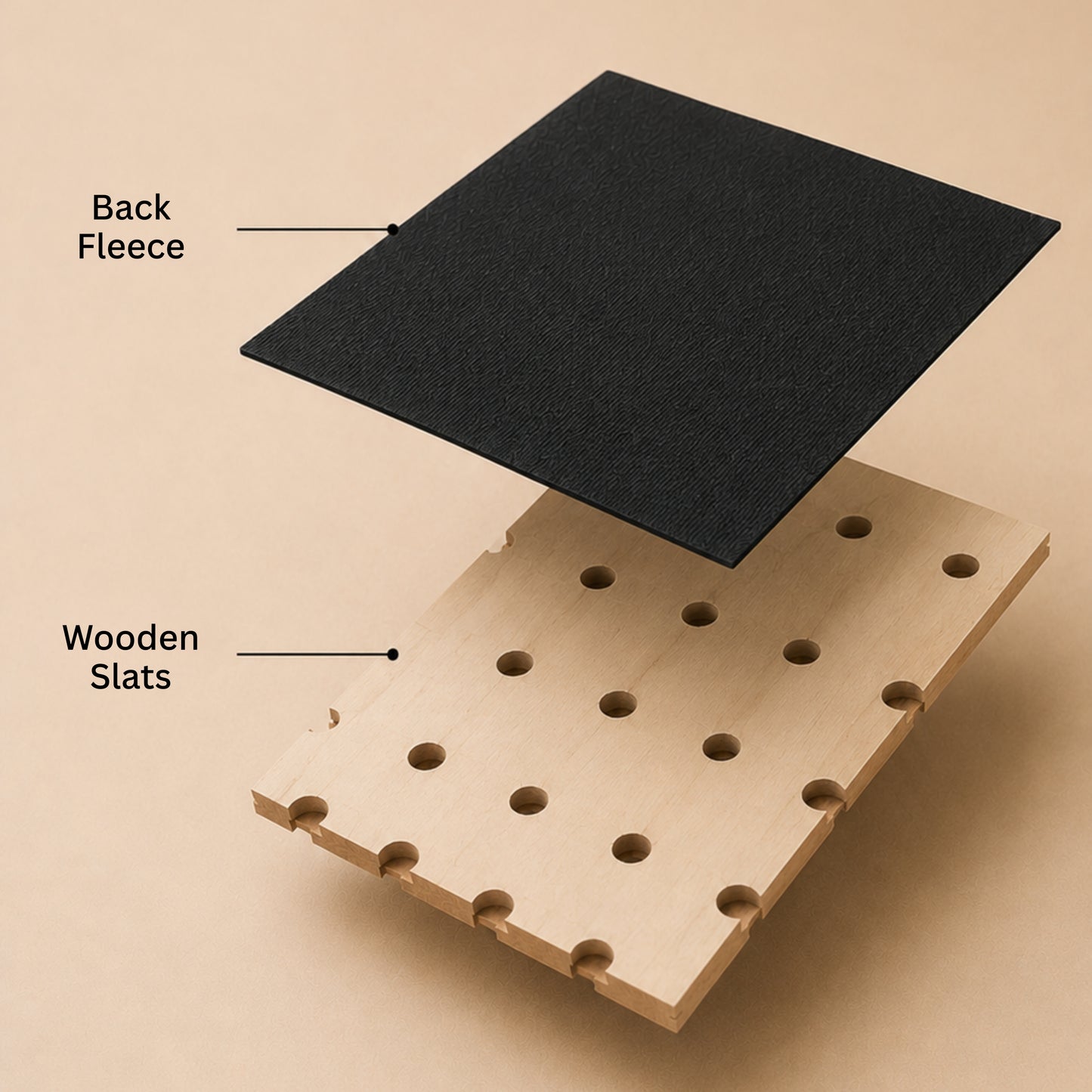 Acoustic Wooden Slats, MDF, 2440x128mm