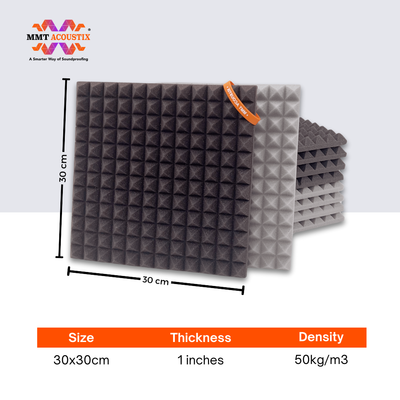 Pyramid Acoustic Foam Panel 1" | 1 X 1 Feet | Stone White & Wine