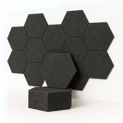 MMT Acoustix® HexaFelt Bevelled Acoustic Panels, Luxury Sound Absorbing Felt Wall Panels for Home, Office & Studios | VOC Free, 30×30 cm, NRC 0.90 | Pack of 7 | Ash