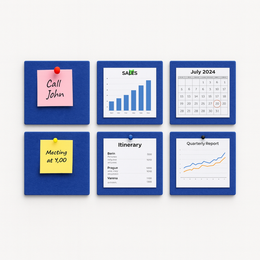 MMT Acoustix® FeltPin 8 Pcs Premium Felt Bulletin Boards for Office, Home & School | Felt Notice Board for Message, Notes, Calendar and Wall Decoration | 30x30cm, Iris