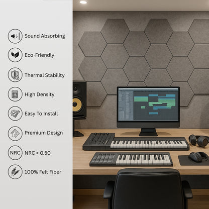 HexaFelt Bevelled Acoustic Panels | Pumice | 7 Pcs