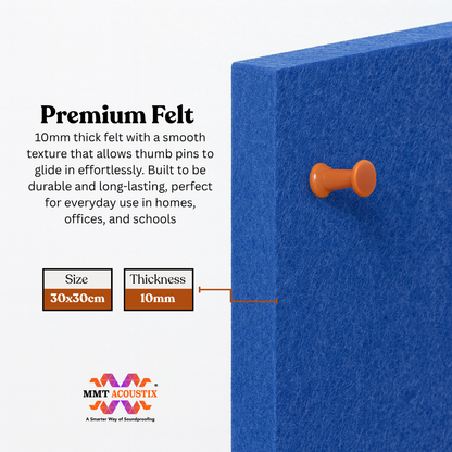 MMT Acoustix® FeltPin 8 Pcs Premium Felt Bulletin Boards for Office, Home & School | Felt Notice Board for Message, Notes, Calendar and Wall Decoration | 30x30cm, Iris