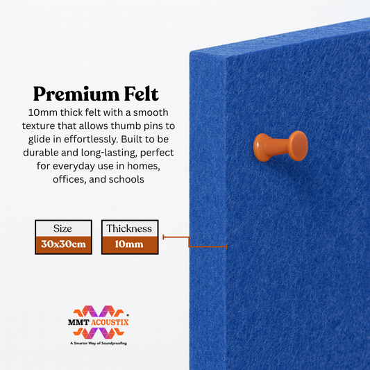 MMT Acoustix® FeltPin 8 Pcs Premium Felt Bulletin Boards for Office, Home & School | Felt Notice Board for Message, Notes, Calendar and Wall Decoration | 30x30cm, Iris