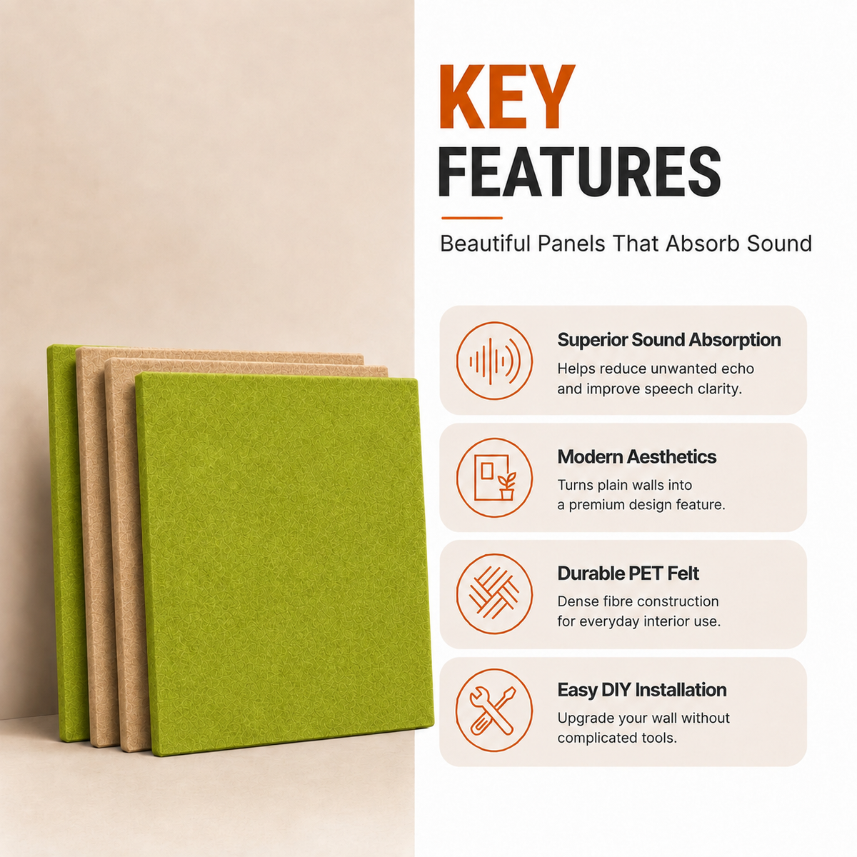 Felt PET Acoustic Panel | Office & Home Acoustics | Claymint