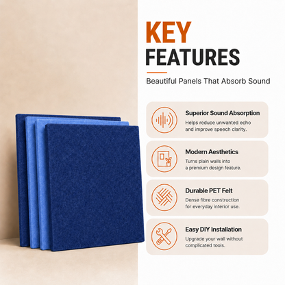 Felt PET Acoustic Panel | Office & Home Acoustics | Arctic Blue