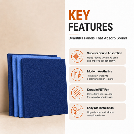 Felt PET Acoustic Panel | Office & Home Acoustics | Arctic Blue