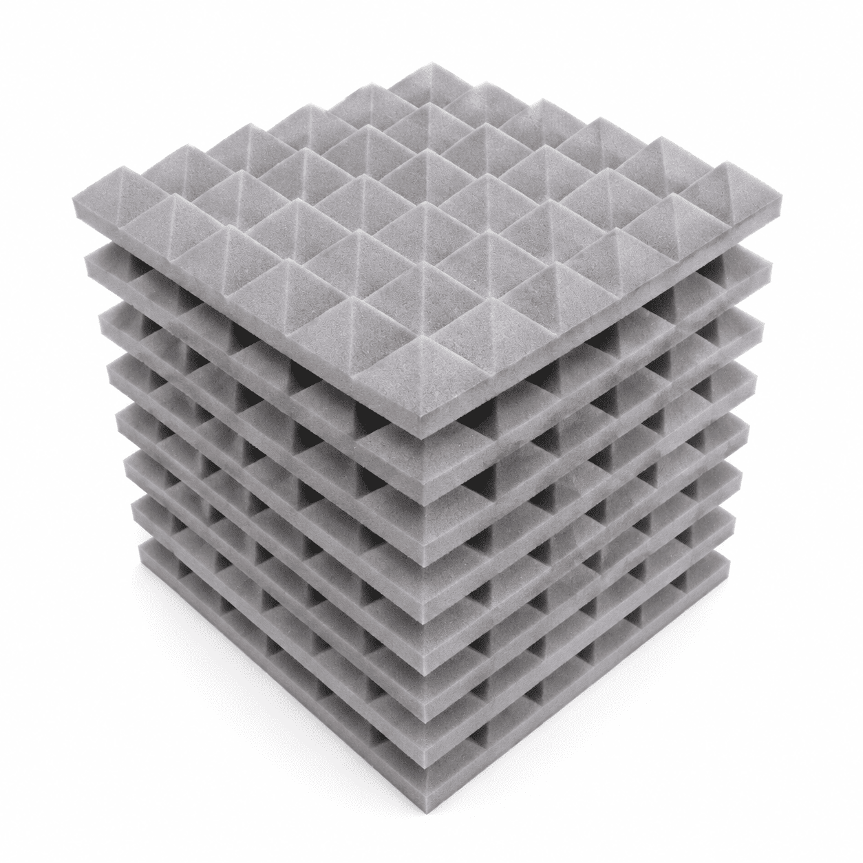 Pyramid Acoustic Foam 2”, 1x1 Ft, Stone White
