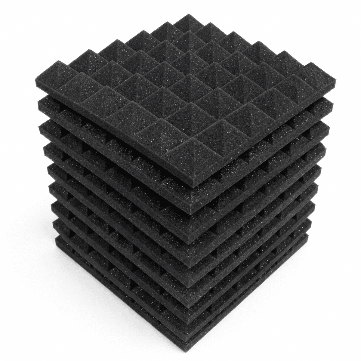 Pyramid Acoustic Foam 2”, 1x1 Ft, Charcoal Black
