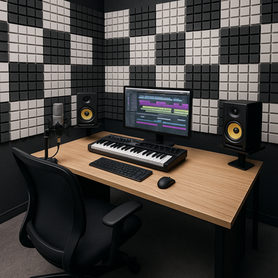 Turbo Acoustic Foam Panel 2" | 1 X 1 Feet | Stone White + Pro Charcoal