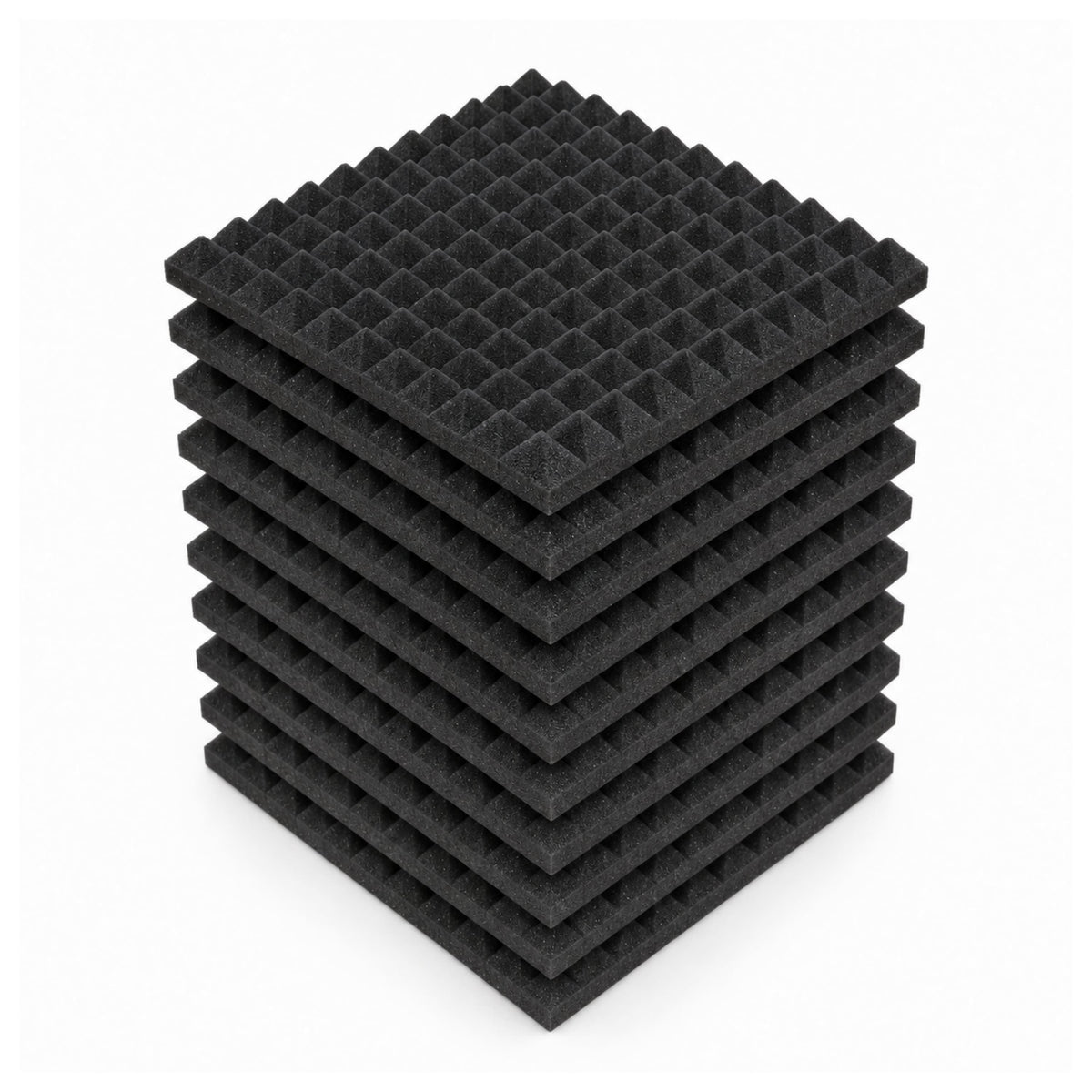 Pyramid Acoustic Foam 1”, 1x1 Ft, Charcoal Black