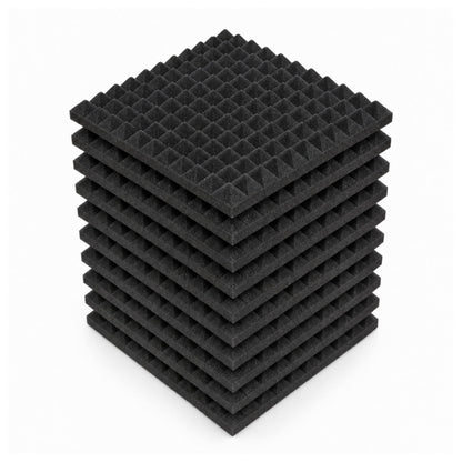 Pyramid Acoustic Foam 1”, 1x1 Ft, Charcoal Black