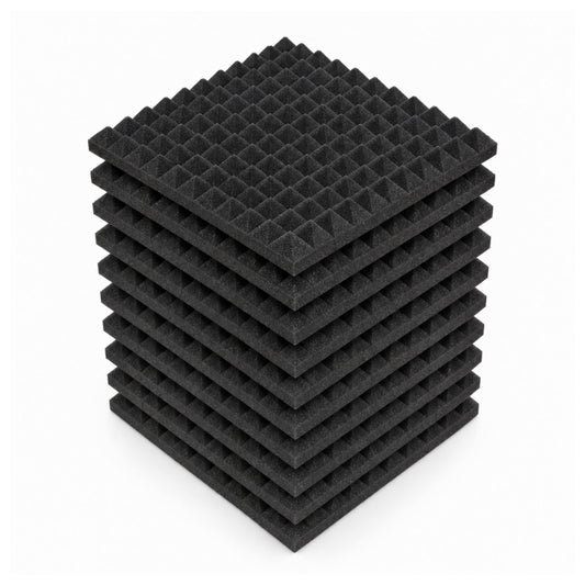 Pyramid Acoustic Foam 1”, 1x1 Ft, Charcoal Black