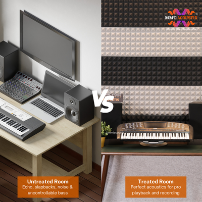 Pyramid Acoustic Foam Panel 1" | 1 X 1 Feet | Stone White & Wine