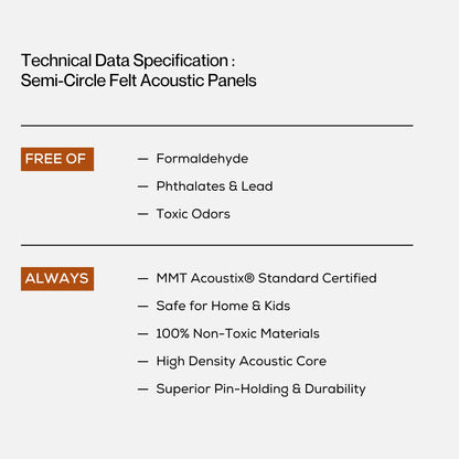 Semi-Circle Felt Acoustic Panels 48”x48” | Carolina | 32 Pcs