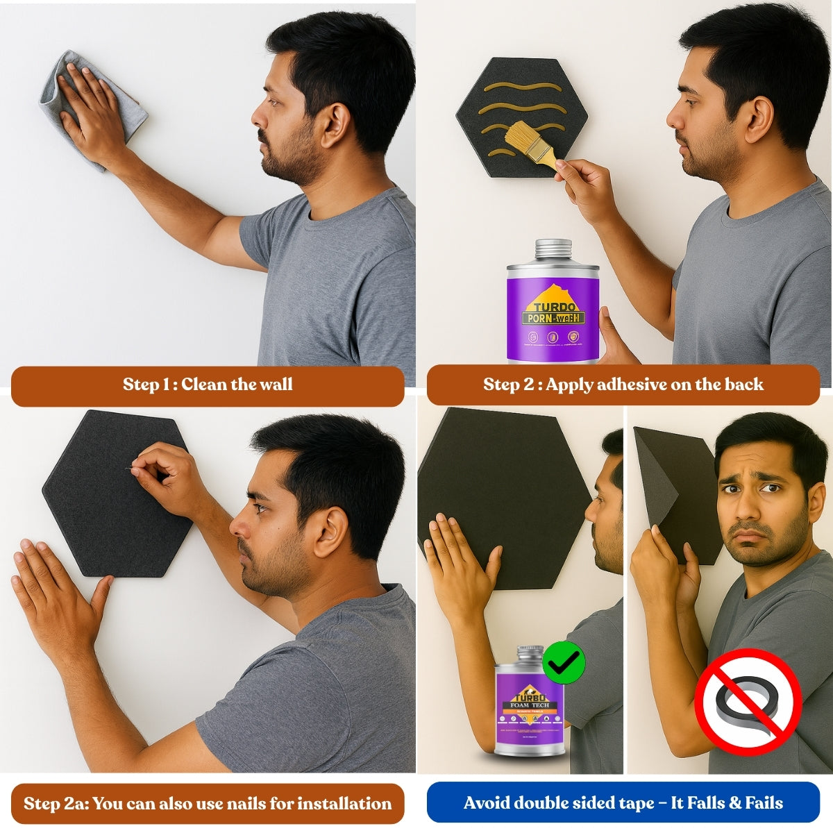 HexaFelt Bevelled Acoustic Panels | Pumice | 7 Pcs