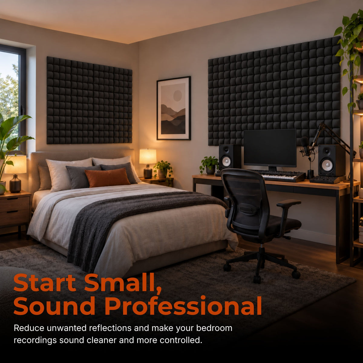 Galaxy Acoustic Foam 1x1 ft, Charcoal Black