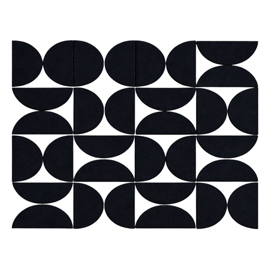 Semi-Circle Felt Acoustic Panels 48”x48” | Black | 32 Pcs