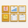 MMT Acoustix® FeltPin 6 Pcs Premium Felt Bulletin Boards for Office, Home & School | Felt Notice Board for Message, Notes, Calendar and Wall Decoration | 30x30cm, Mustard