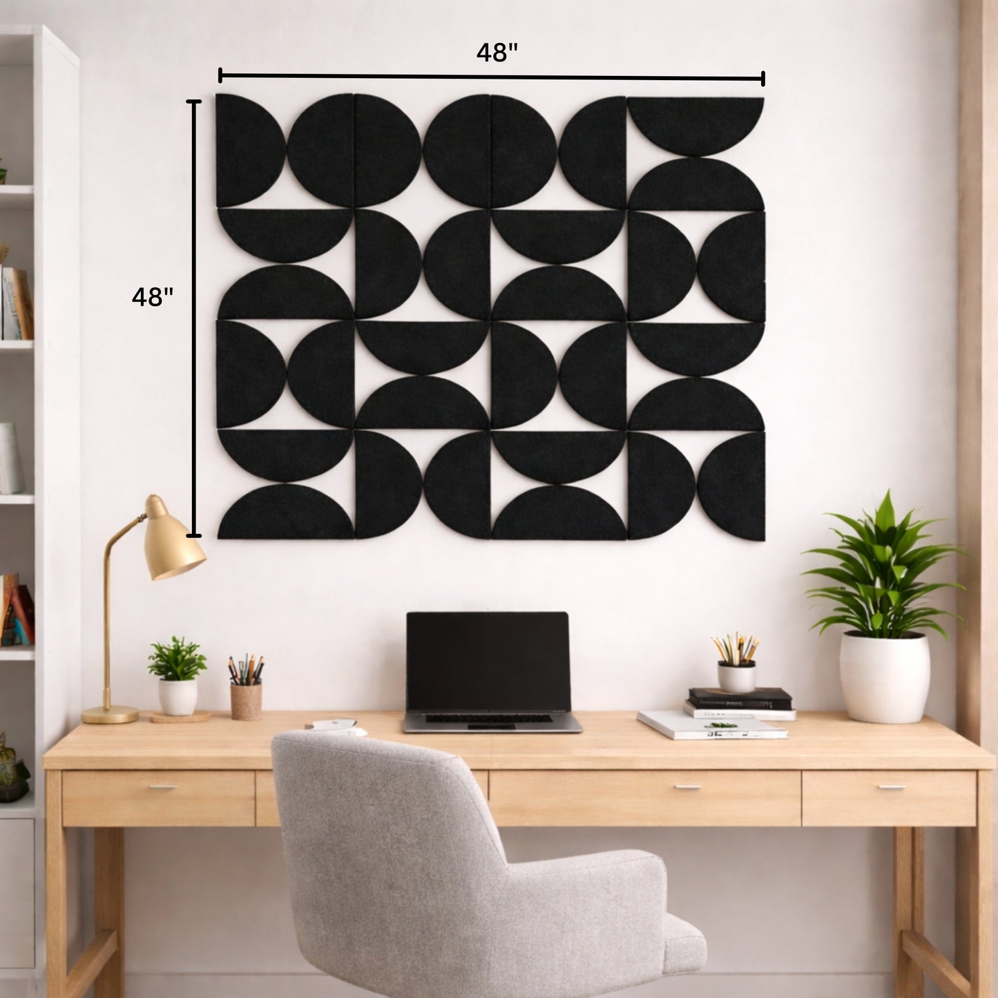 Semi-Circle Felt Acoustic Panels 48”x48” | Black | 32 Pcs