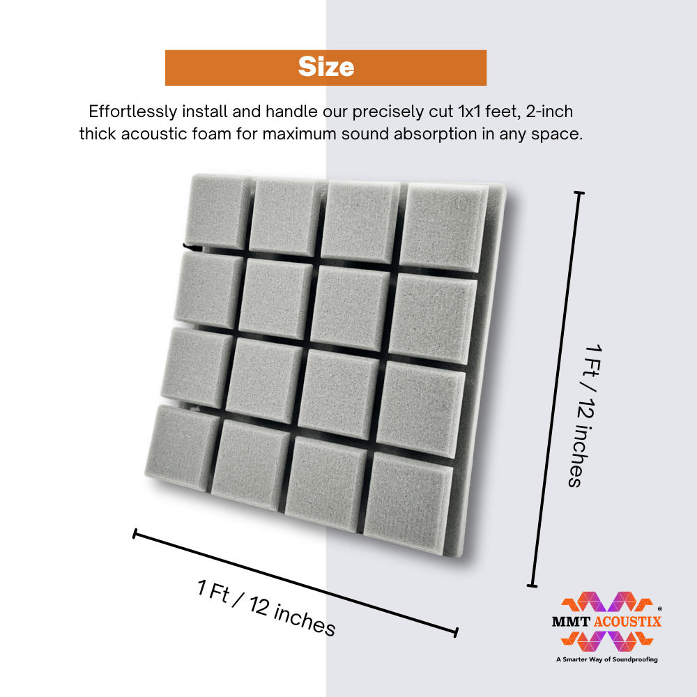 Turbo Acoustic Foam 1x1 ft, Stone White + Wine