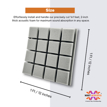 Turbo Acoustic Foam 1x1 ft, Stone White + Wine