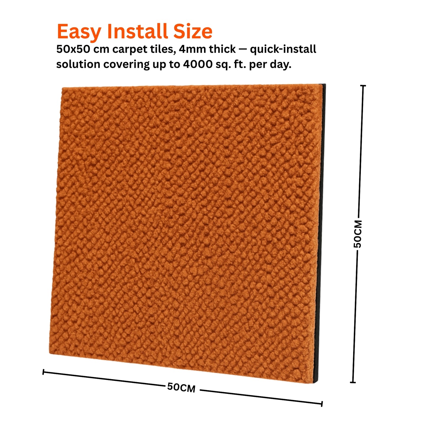 Acoustic Carpet Tiles | 50x50 cm | Orange | 64 Sq Ft