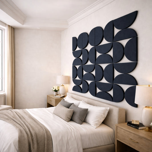 Semi-Circle Felt Acoustic Panels 48”x48” | Black | 32 Pcs