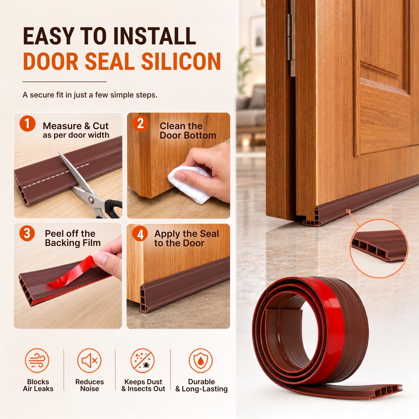 Door Weather Strip | Self Adhesive Silicone Door Seal
