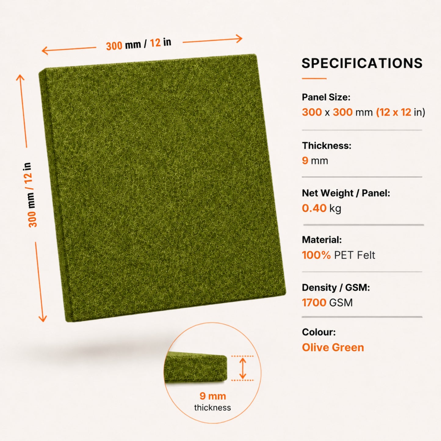 Felt PET Acoustic Panel | Office & Home Acoustics  | Olive
