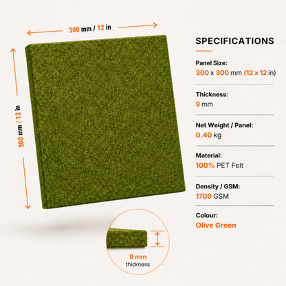 Felt PET Acoustic Panel | Office & Home Acoustics  | Olive