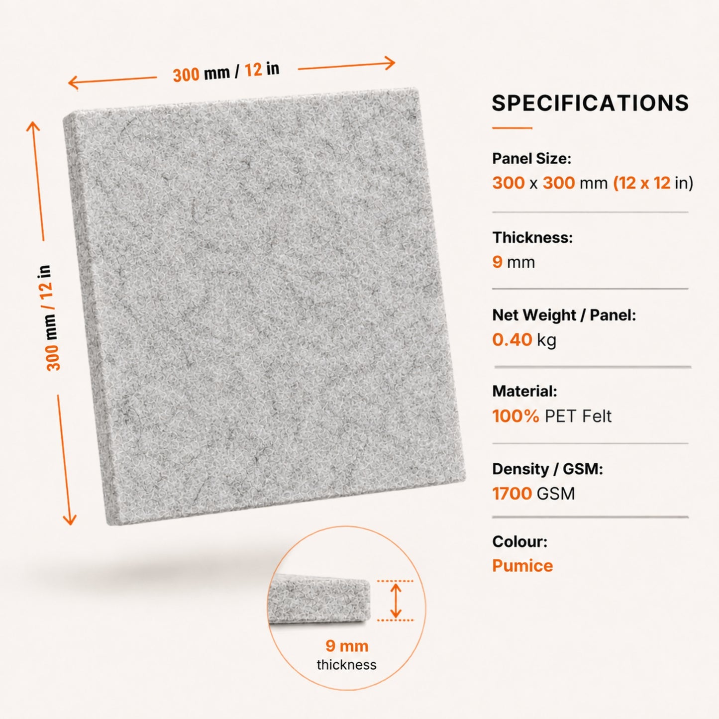 Felt PET Acoustic Panel | Office & Home Acoustics  | Pumice