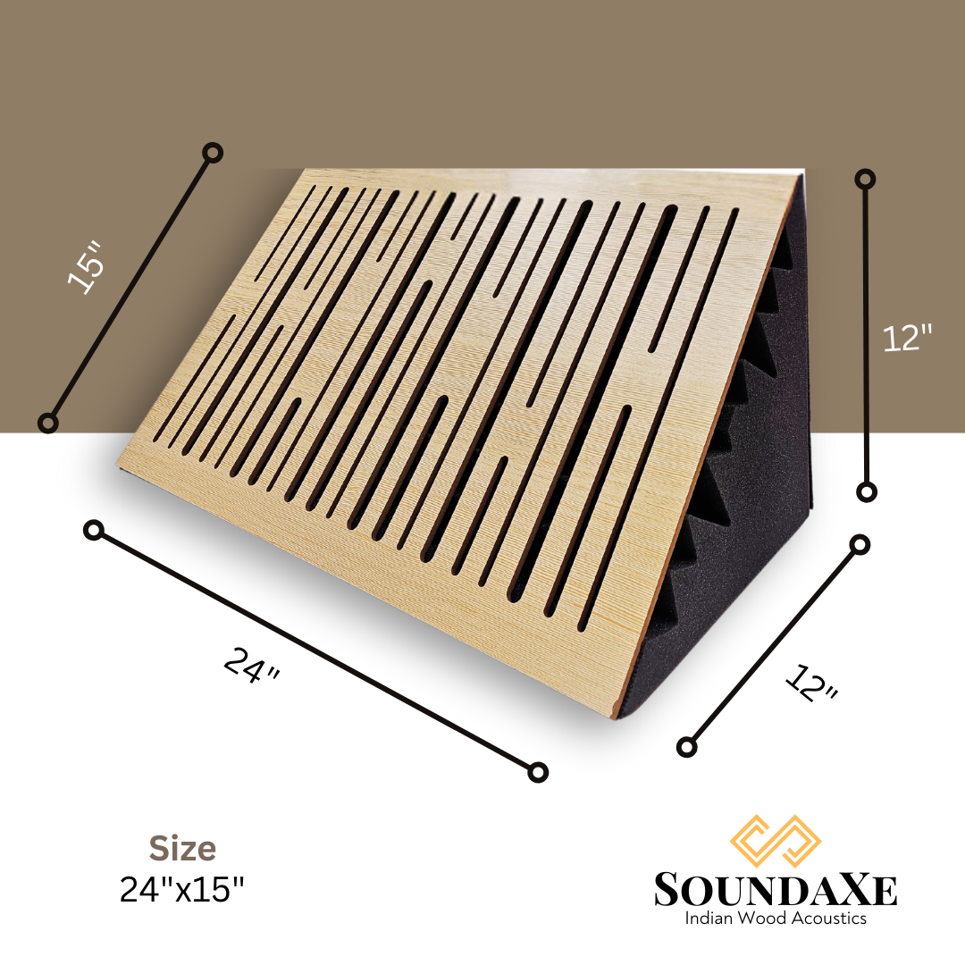 2-Pack Corner Acoustic Bass Traps – 50x50x10cm – Pulse Model – Laminated Wood Front