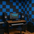 Pyramid Acoustic Foam Panel 1" | 1 X 1 feet | Pro Charcoal & European Blue