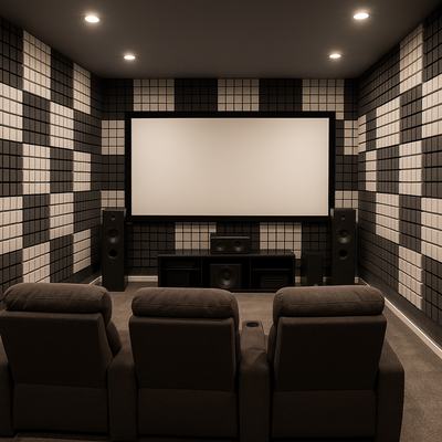 Turbo Acoustic Foam Panel 2" | 1 X 1 Feet | Stone White + Pro Charcoal