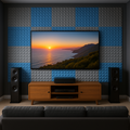 Pyramid Acoustic Foam Panel 1" | 1 X 1 Feet | Stone White & European Blue