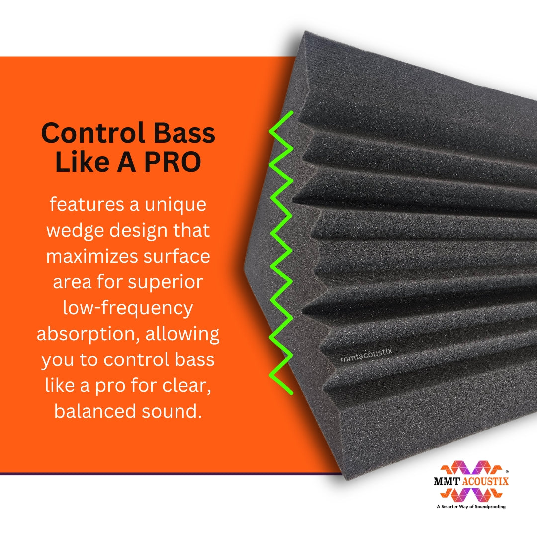 Mega 200 bass trap installed in a studio room corner