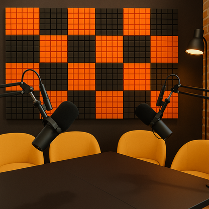 Turbo Acoustic Foam 1x1 ft, Charcoal + MMT Orange
