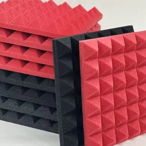 Pyramid Acoustic Foam Panel 2" | 1 x 1 Feet | Pro Charcoal & Flame Red
