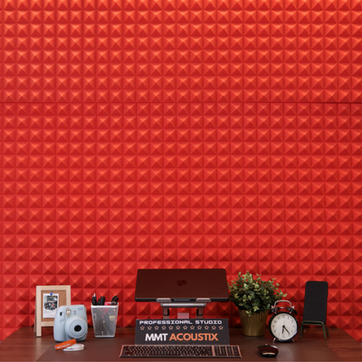 Pyramid Acoustic Foam Panel 2" | 1 x 1 Feet | Flame Red