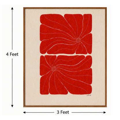 Scarlet Bloom – Designer Canvas Felt Acoustic Wall Panel (4 X 3)