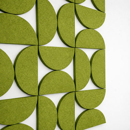Semi-Circle Felt Acoustic Panels 48”x48” | Olive | 32 Pcs