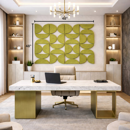 Semi-Circle Felt Acoustic Panels 48”x48” | Olive | 32 Pcs
