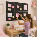 MMT Acoustix® FeltPin 6 Pcs Premium Felt Bulletin Boards for Office, Home & School | Felt Notice Board for Message, Notes, Calendar and Wall Decoration | 30x30cm, Piano Black