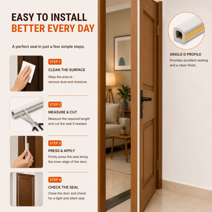 Soundproofing Rubber Seal for Doors & Windows | Self Adhesive | White
