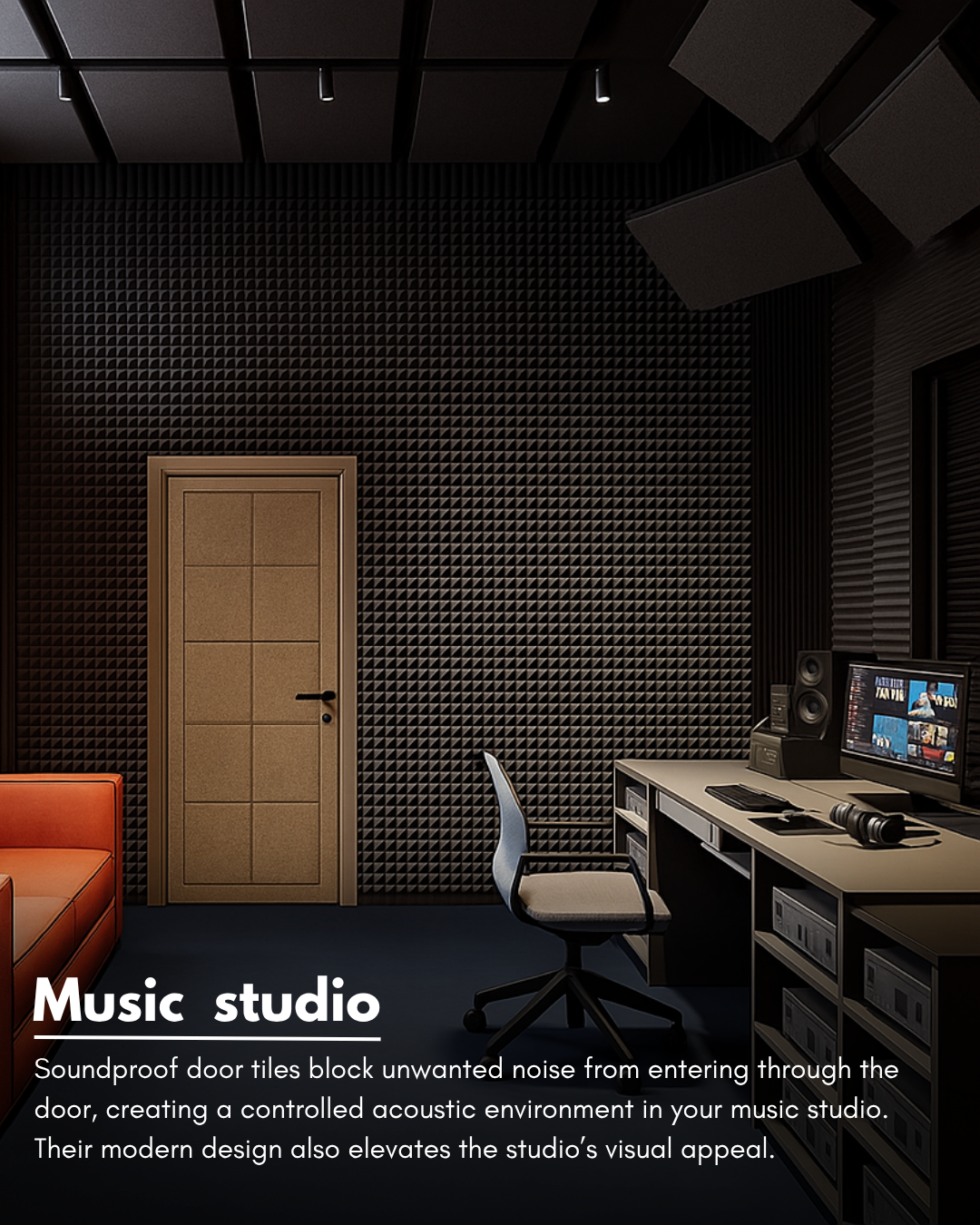 Door Soundproof Tiles | Sand Brown