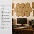 MMT Acoustix® HexaFelt Bevelled Acoustic Panels, Luxury Sound Absorbing Felt Wall Panels for Home, Office & Studios | VOC Free, 30×30 cm, NRC 0.90 | Pack of 8 |  Sand