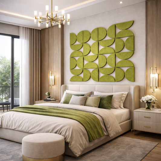 Semi-Circle Felt Acoustic Panels 48”x48” | Olive | 32 Pcs