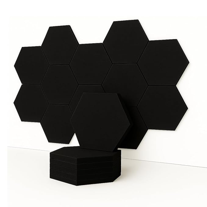 HexaFelt Acoustic Panel | 30x30cm | Black  | 18 pcs