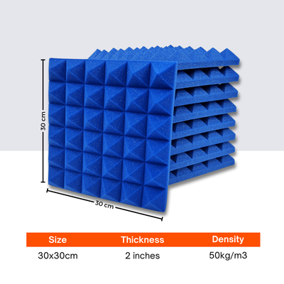 Pyramid Acoustic Foam Panel 2" | 1 x 1 Feet | European Blue